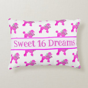 Pink Poodle Personalized Accent Pillow