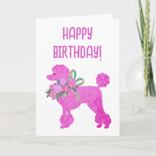 Pink Poodle Personalized Birthday  Card