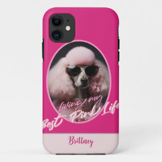 Pink Poodle Personalized iPhone Case