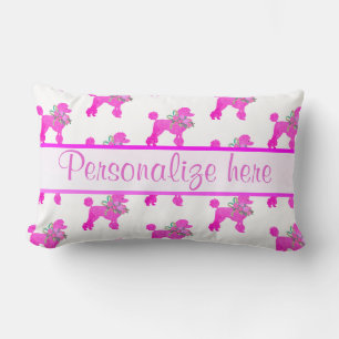 Pink Poodle Personalized Lumbar Pillow