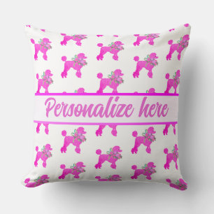 Pink Poodle Personalized Throw Pillow