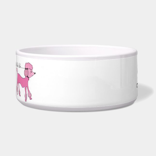 Pink poodle pet bowl (Front)
