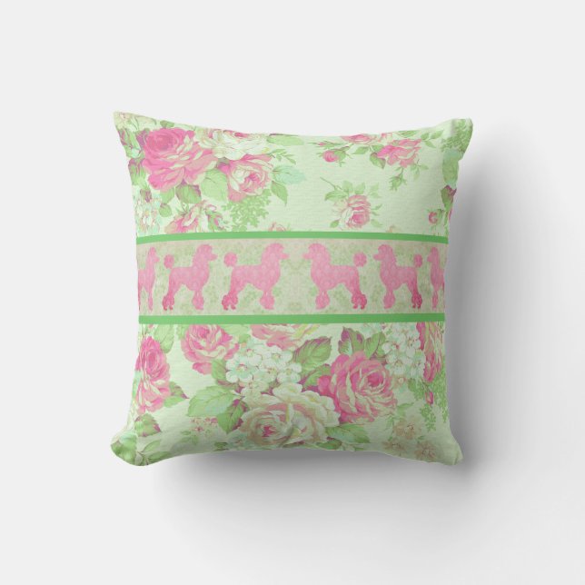 Pink Poodle Throw Pillow (Front)