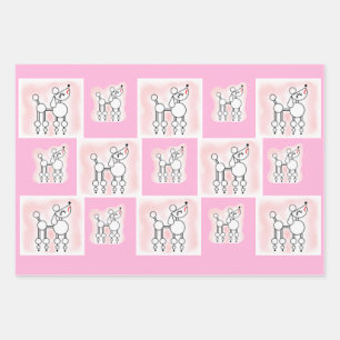 Pink Poodle Wrapping Paper Sheet Set