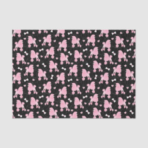 Pink Poodles and Bows Pattern Black Tissue Paper