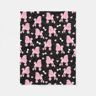 Pink Poodles and Bows Pattern Fleece Blanket