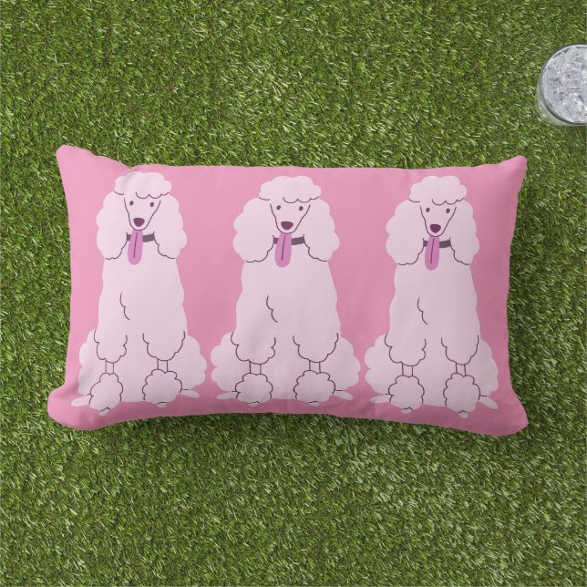 Pink Poodles Lumbar Pillow (Grass)