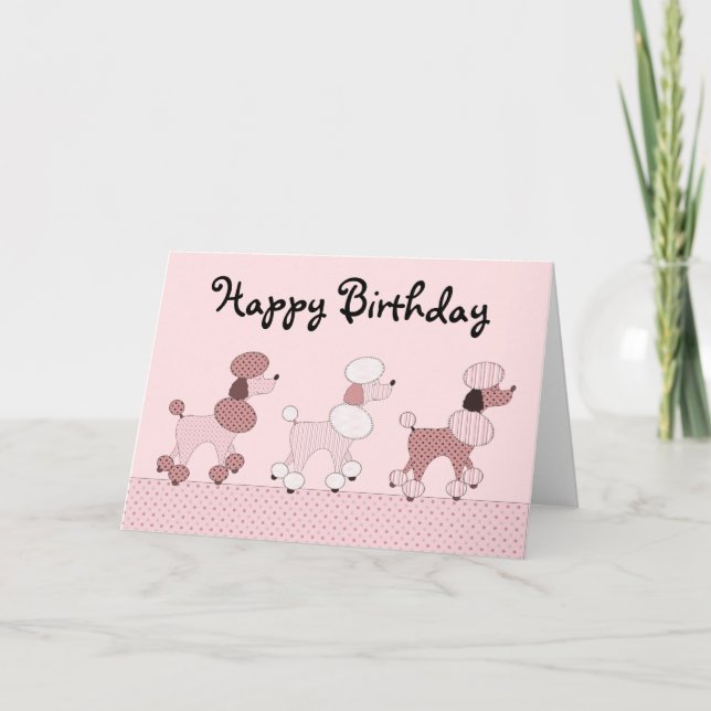 Pink Poodles On Parade Card (Front)
