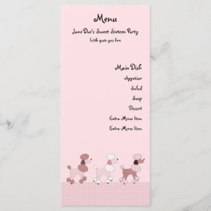 Pink Poodles On Parade Menu Card