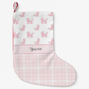 Pink Poodles & Pink Checks Small Christmas Stocking