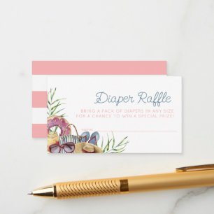 Pink Pool Party Baby Shower Diaper Raffle Ticket Enclosure Card