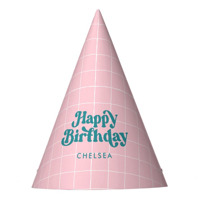 Pink Pool Party Birthday Hat (Front)