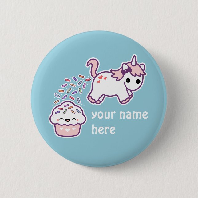 Pink Pooping Unicorn 2 Inch Round Button (Front)