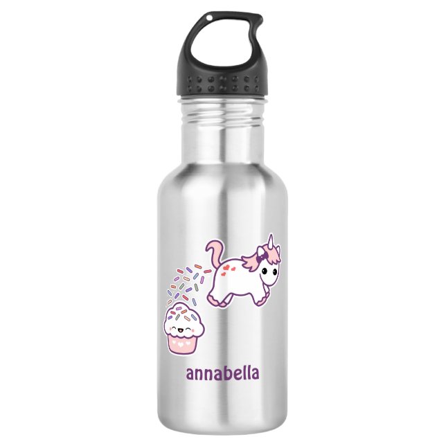 Pink Pooping Unicorn 532 Ml Water Bottle (Front)