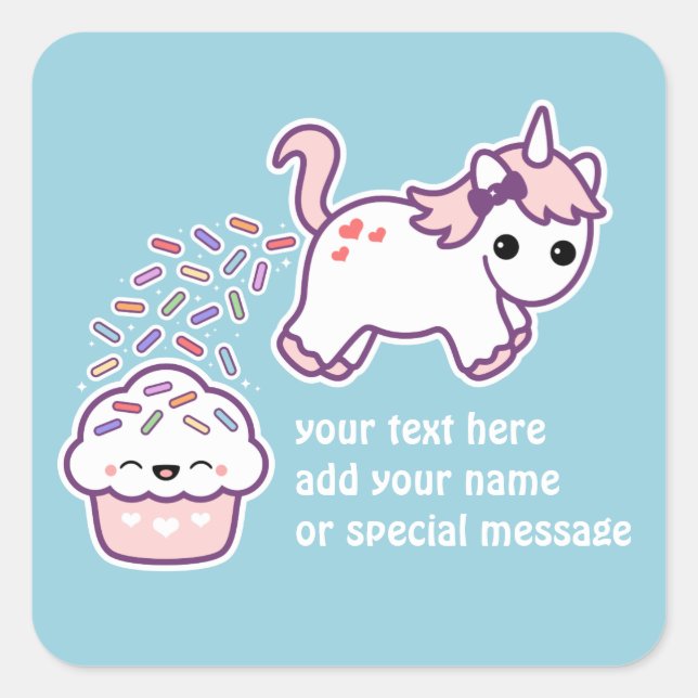 Pink Pooping Unicorn Square Sticker (Front)