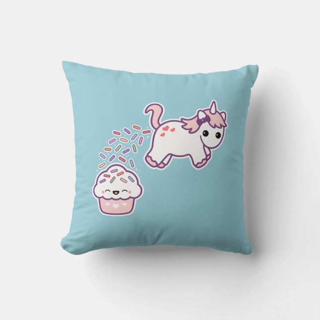 Pink Pooping Unicorn Throw Pillow (Front)