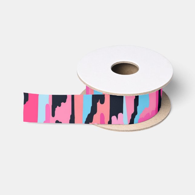 Pink Pop Abstract  Satin Ribbon (Spool)