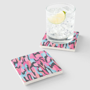 Pink Pop Abstract Stone Coaster