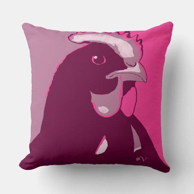 Pink Pop Art Chicken Pillow (Front)