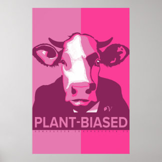 Pink Pop Art Cow Poster - Plant-biased