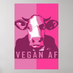 Pink Pop Art Cow Poster - Vegan AF