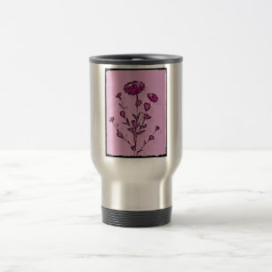 Pink Pop Art Medieval Flower Art Travel Mug