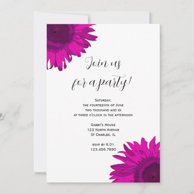 Pink Pop Art Sunflower Party Invitation (Front)