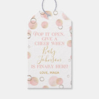 Pink Pop it When She Pops Favour Tag Champagne Tag