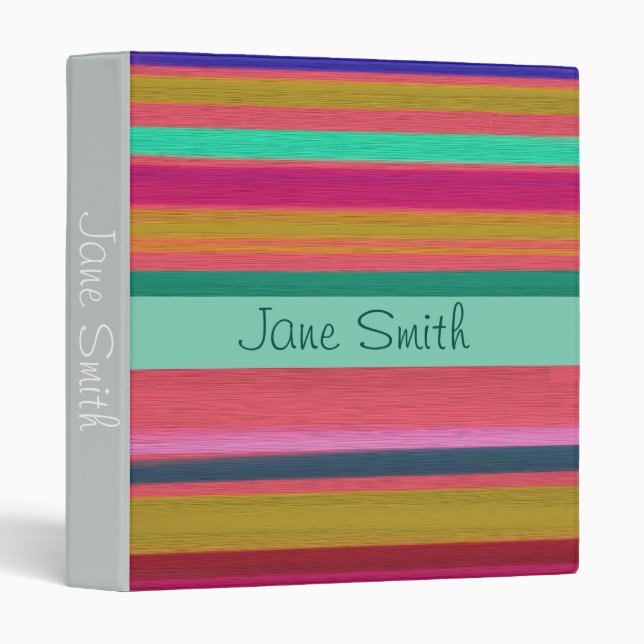 Pink pop student folder arty stripes pattern binder (Front/Spine)