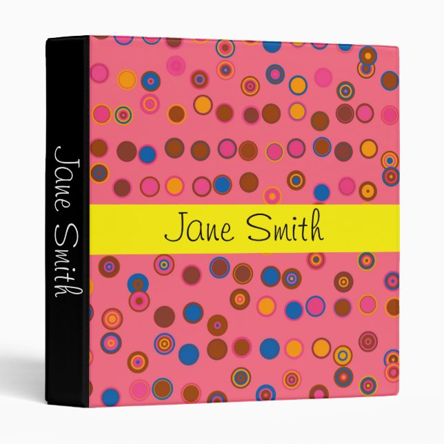 Pink pop student folder bubble doodle pattern binder (Front/Spine)