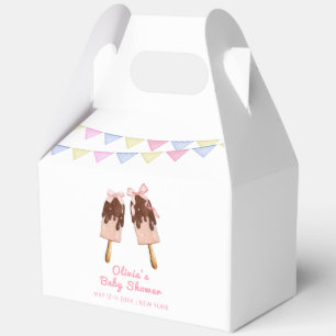 Pink Popcicle Bow Ice Cream Baby Shower Favor Box