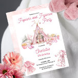 Pink Popcorn and Pyjamas Slumber Birthday Party Invitation<br><div class="desc">Transform your little girl's birthday celebration into a whimsical slumber party with our enchanting "Pink Popcorn and Pyjamas" design template. Perfect for birthdays of any age but particularly delightful for children aged 6 and up, this charming design sets the stage for a cozy and memorable night of fun and laughter....</div>