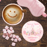 Pink Popcorn and Pyjamas Slumber Birthday Party Round Paper Coaster<br><div class="desc">Transform your little girl's birthday celebration into a whimsical slumber party with our enchanting "Pink Popcorn and Pyjamas" design template. Perfect for birthdays of any age but particularly delightful for children aged 6 and up, this charming design sets the stage for a cozy and memorable night of fun and laughter....</div>