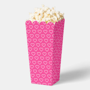 Pink Popcorn Box with Hearts - Choose Colors