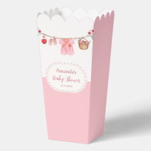 Pink Popcorn Floral Apple Clothesline Baby Shower Favor Box