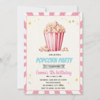 Pink popcorn party invitation