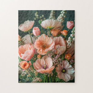 Pink Poppies and Snapdragon Blooms Jigsaw Puzzle