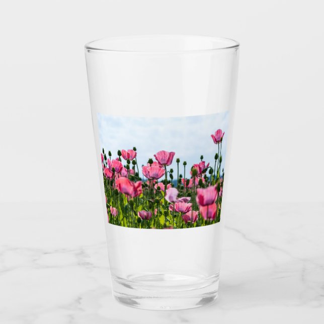 Pink Poppies Glass (Front)