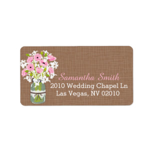 Pink Poppies Lace Mason Jar Wedding Labels