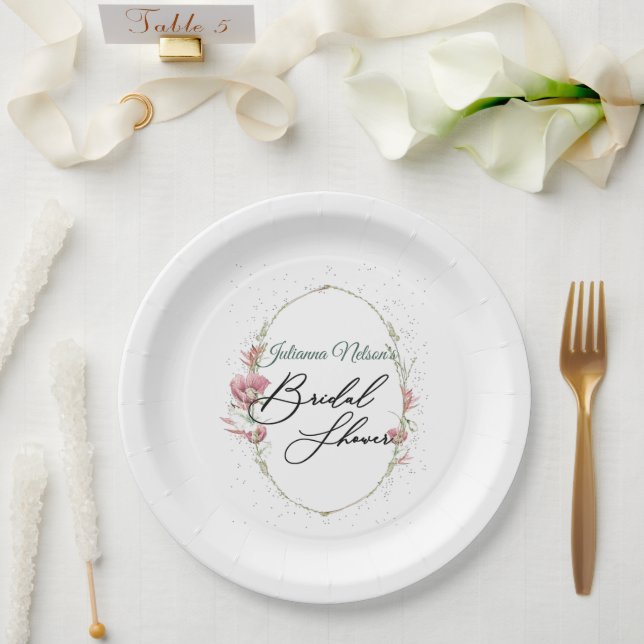 Pink poppies   paper plates (Wedding)