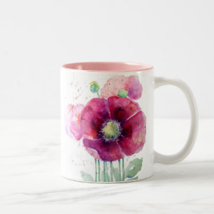 Pink Poppies Two-Tone Coffee Mug
