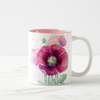Pink Poppies Two-Tone Coffee Mug