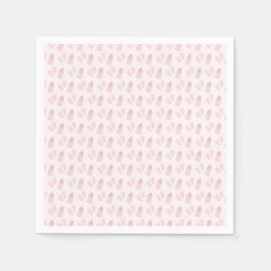 Pink Poppin Bottles Girl Baby Shower Napkin