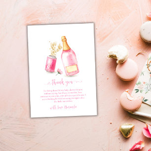 Pink Poppin Champagne Beer Girl Baby Shower  Thank You Card