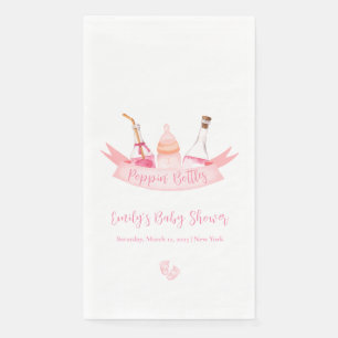 Pink Poppin Champagne Bottles Feet Baby Shower Napkin