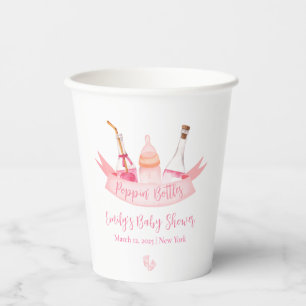 Pink Poppin Champagne Bottles Feet Baby Shower  Paper Cups