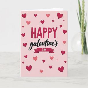 Pink Popping Hearts Galentines Card