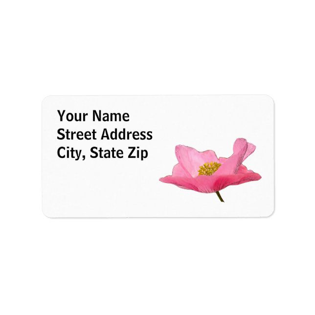 Pink Poppy Border Template Label (Front)