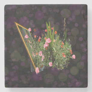 Pink Poppy Bouquet, Stone Coaster