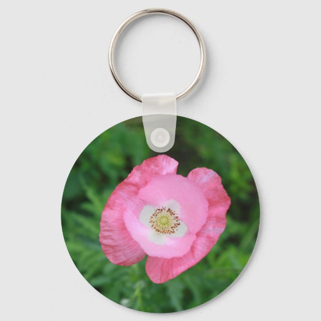 Pink Poppy Keychain (Front)